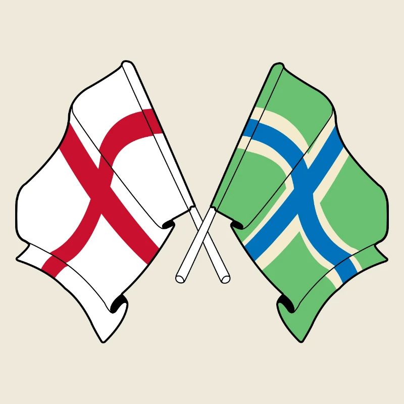 Drapeaux croisés du Gloucestershire et de l’Angleterre