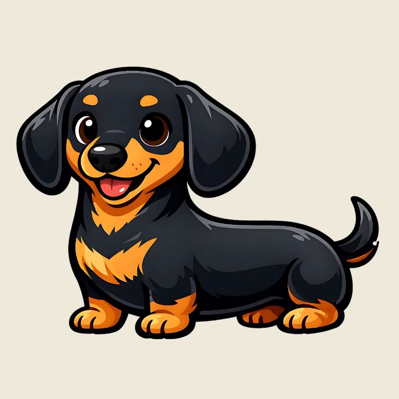 Teckel mignon dans un style dessin animé