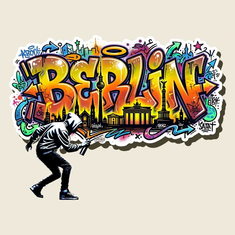 Style urbain urbain de la Skyline de Berlin Graffiti