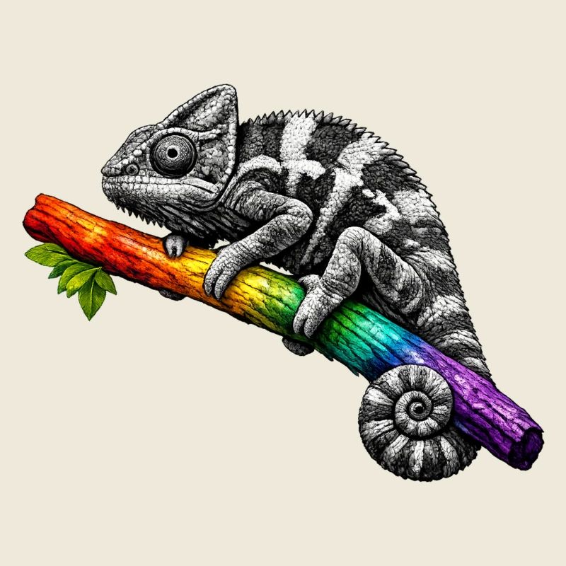 Regenbogen Chamäleon auf Ast