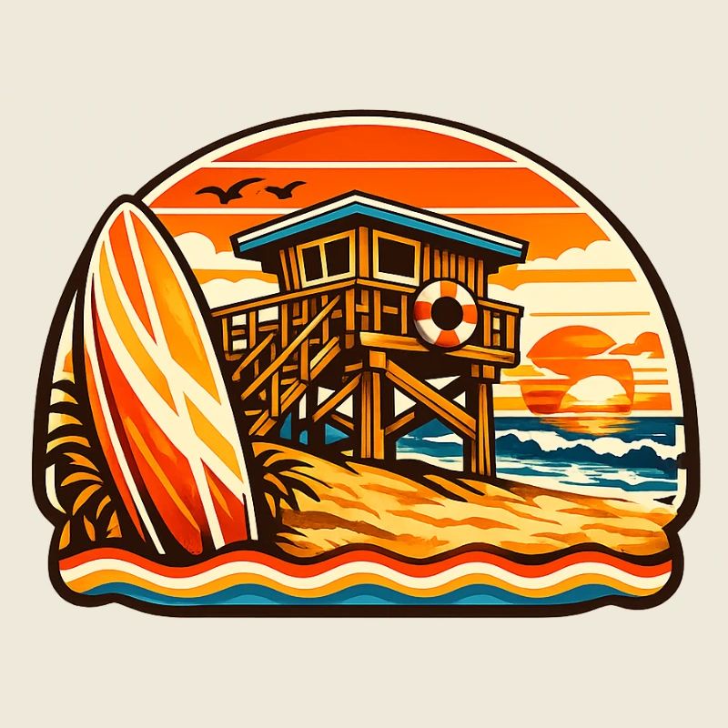 Planche de surf de sauveteur de plage Sunset