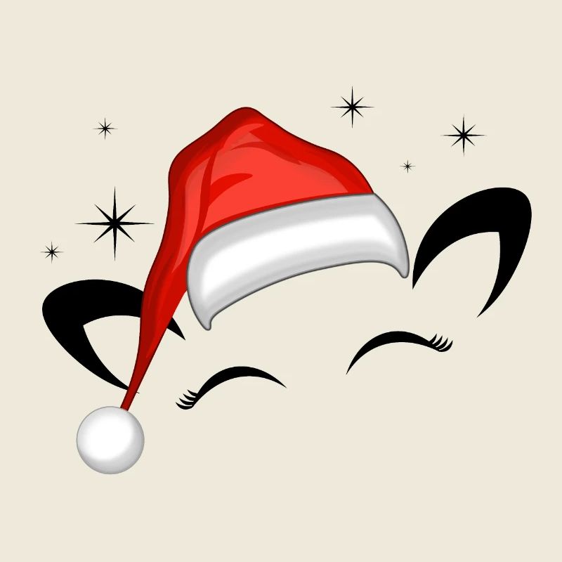 Chat Père Noël Chapeau Étoiles Scintillantes