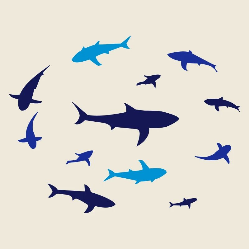 Silhouette abstraite de requin en bleu