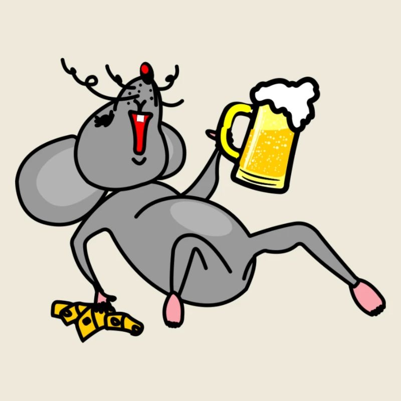 Souris ivre de bière et de fromage