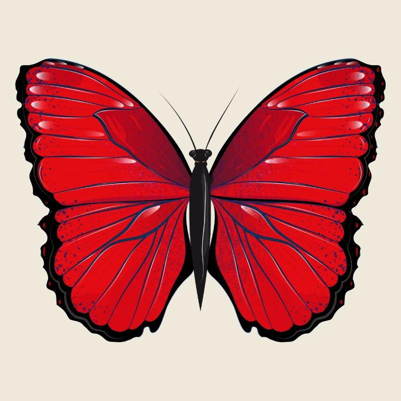 papillon rouge dessiné à la main et coloré