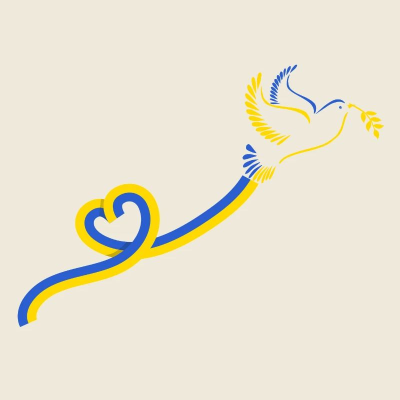 Colombe Ruban Bleu Jaune Paix