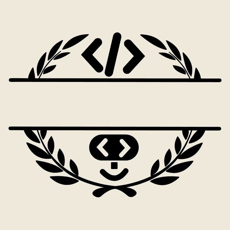 Code-Logo und Code-Smiley im Lorbeerkranz