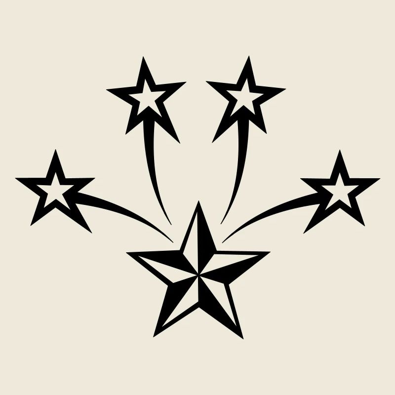 Stern mit vier strahlenden Sternen darüber