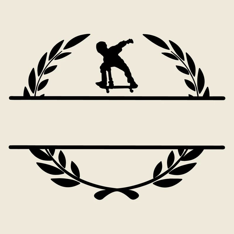 Skateborder monogram in laurel wreath