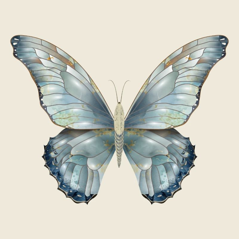 Papillon dans de délicates nuances de bleu peint à la main