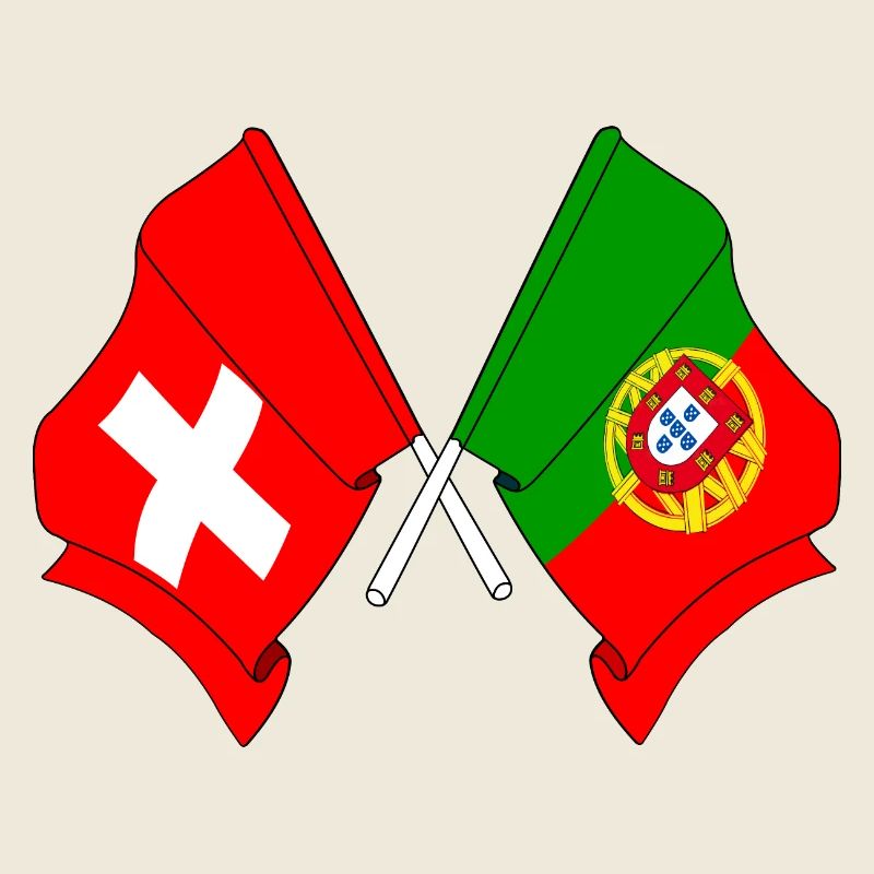 Drapeau de la Suisse et drapeau du Portugal