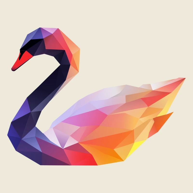 Farbiger Geometrischer Schwan Logo