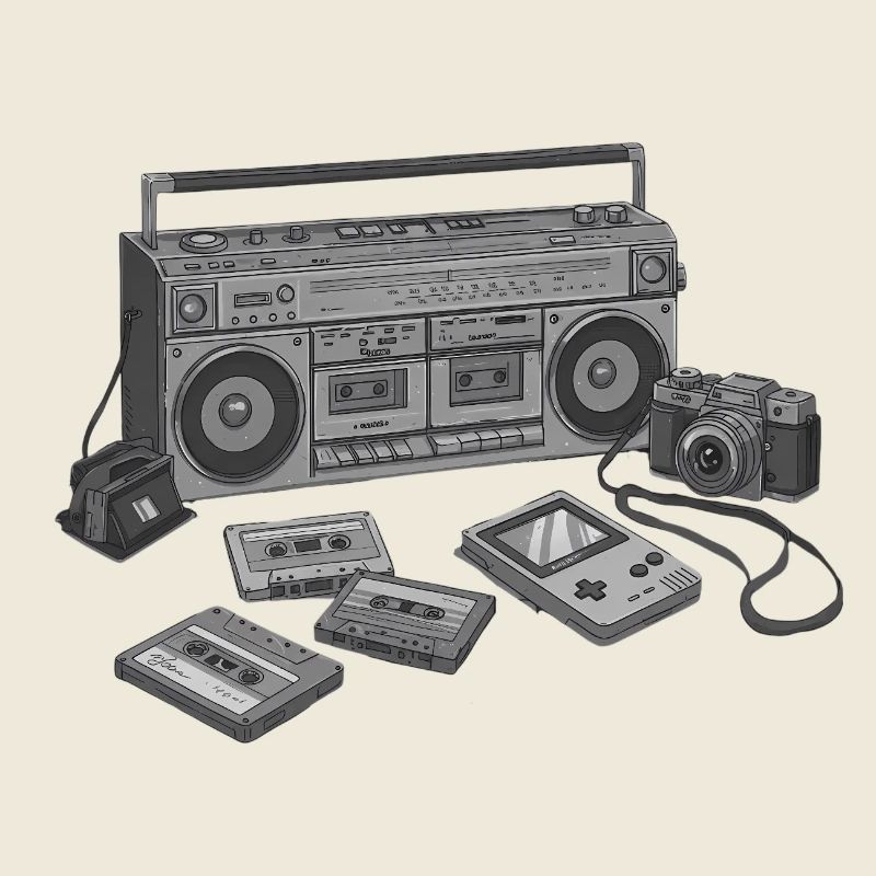 Retro Kassette und Kamera Design