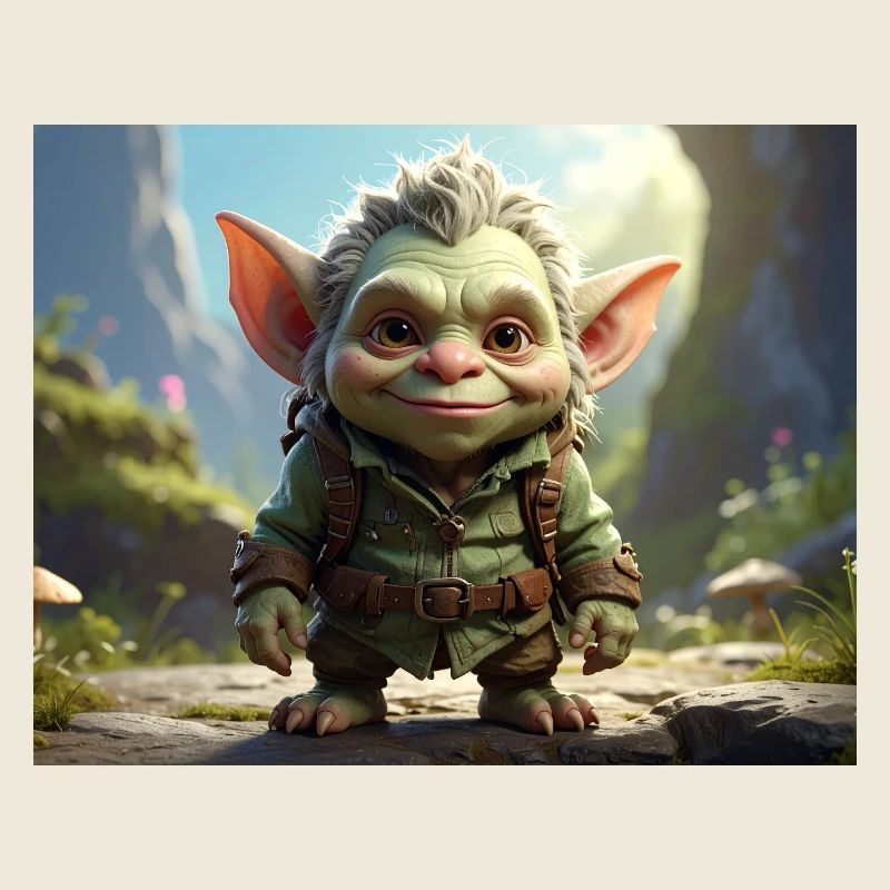 Little green creature in the forest