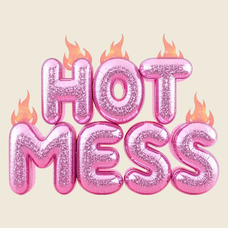 Hot Mess Pink Typographie à bulles 3D