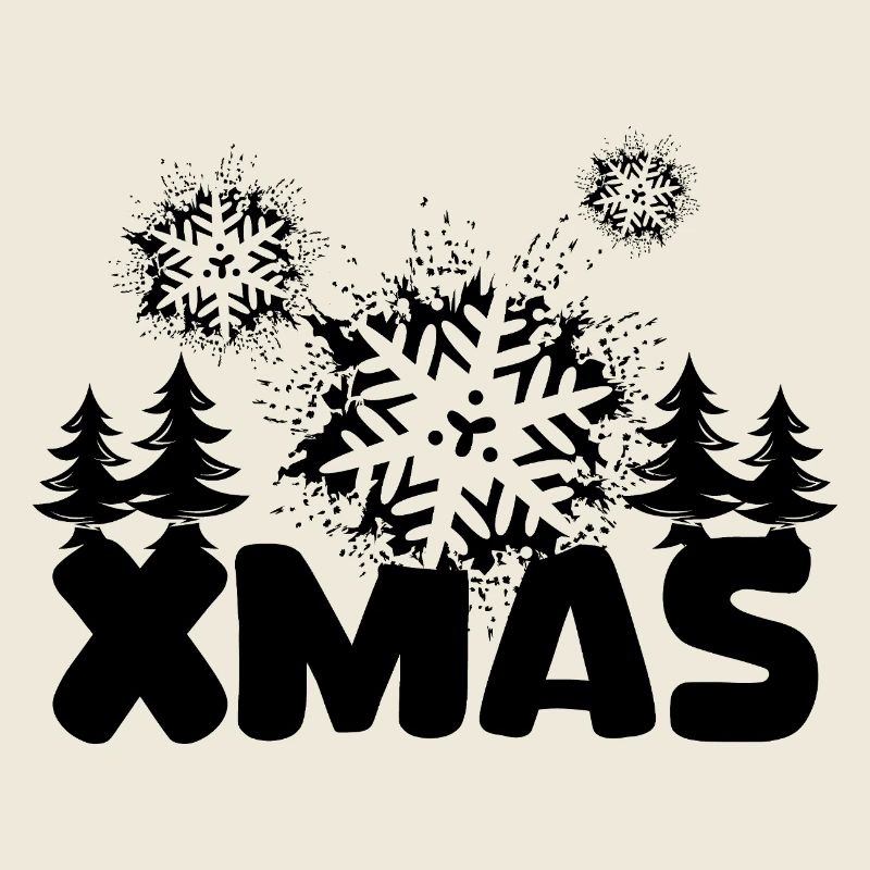 Design de Noël avec des flocons de neige et des sapins