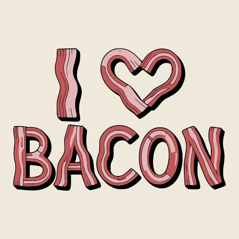 Illustration de bacon en cœur - J’ADORE LE BACON