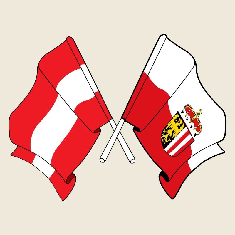 Austria & Upper Austria Flag Crossed