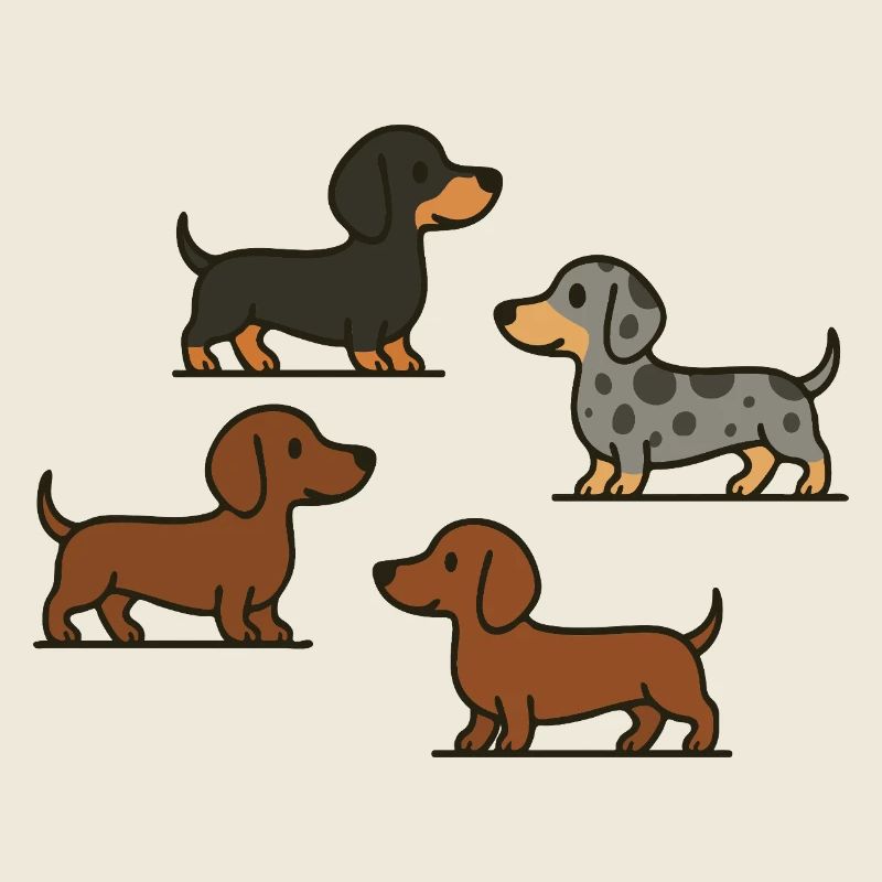 Quatuor teckel : Spotted & Solid
