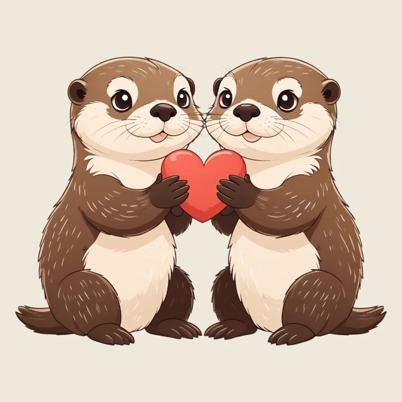 Otter-Duo mit Herz