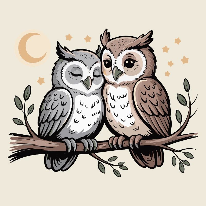 Verliebte Eulen Paar