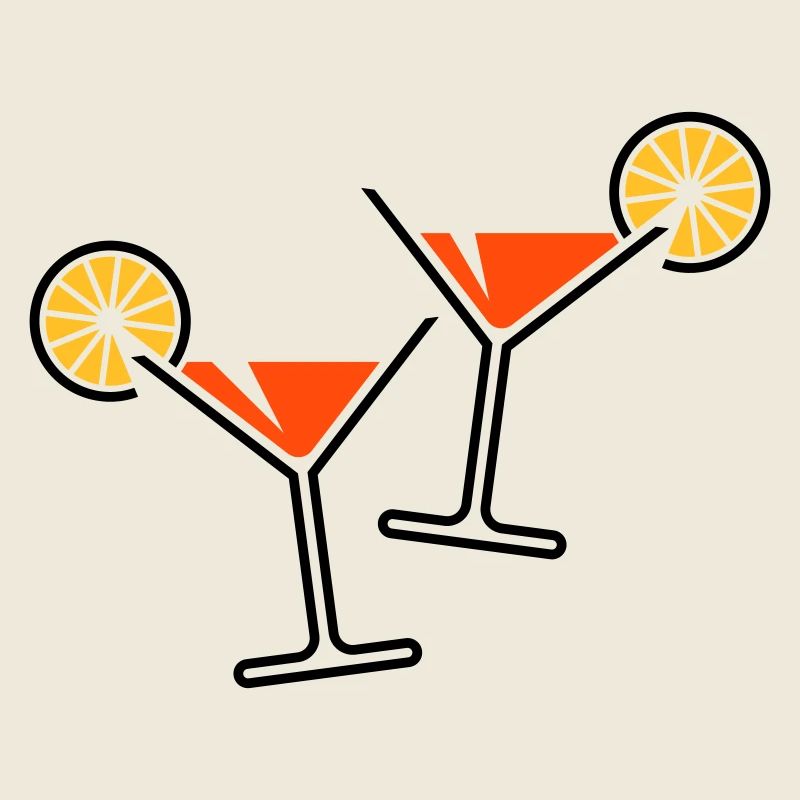 2 Cocktailgläser / Cocktail / Martini + (Orange)