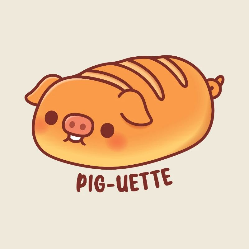 Cute Pig Baguette Bread Pig-uette Funny