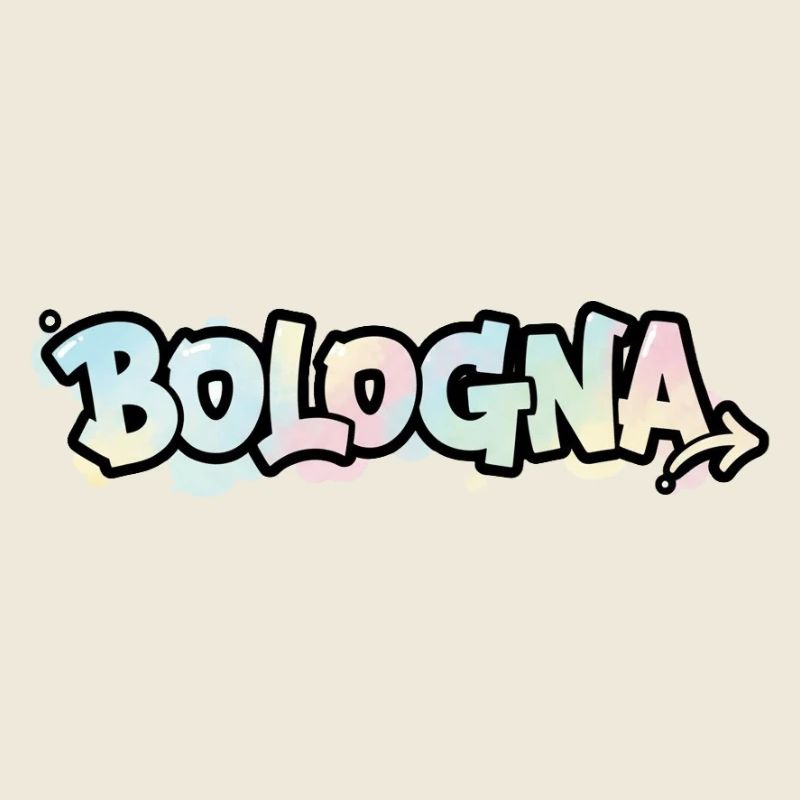 Lettrage graffiti BologneA sur la flèche