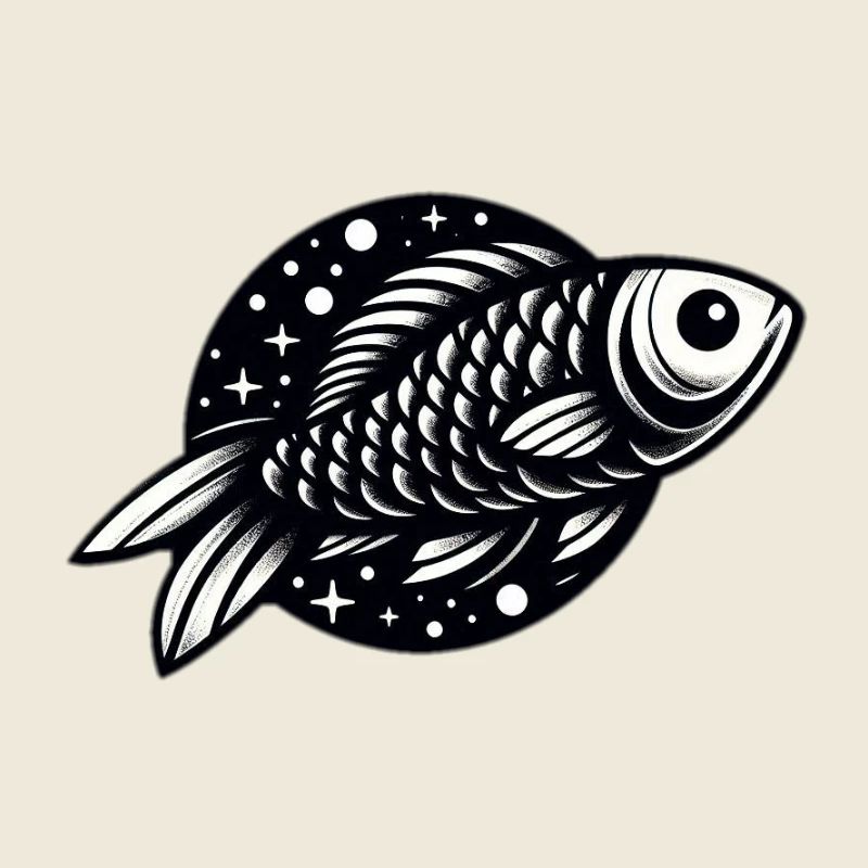 Fisch in schwarz weiß