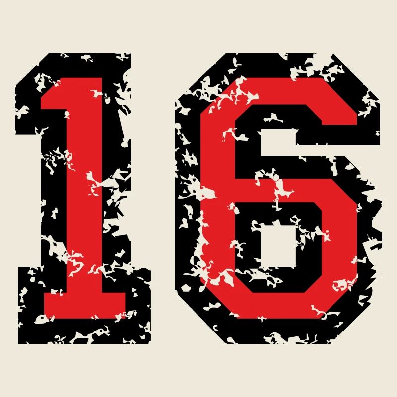 Zahl 16 - Nummer 16 (Vintage Rot) Nr.16