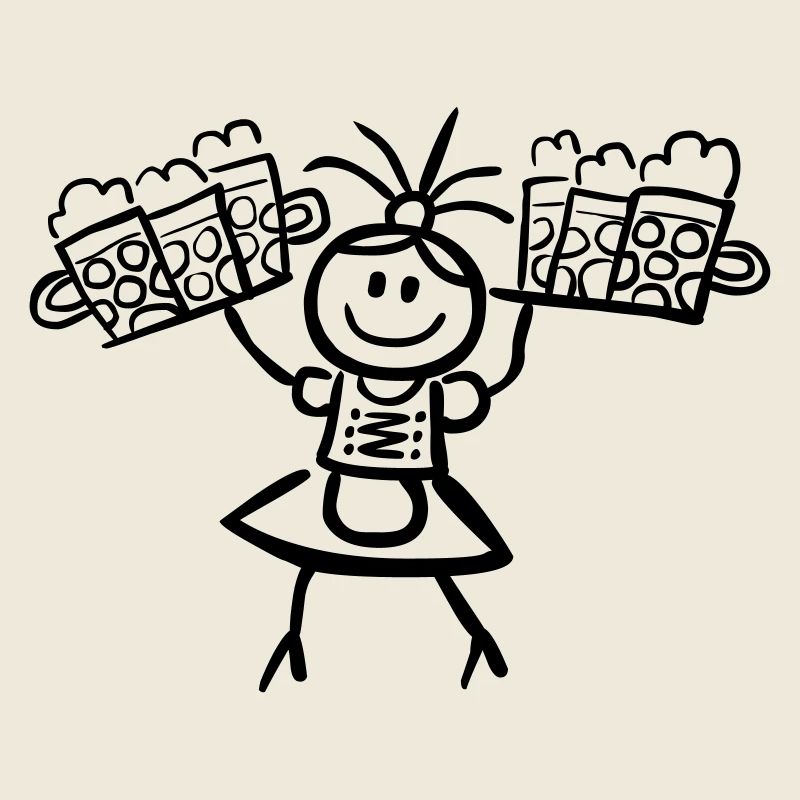 Kellnerin im Dirndl mit Biertablett