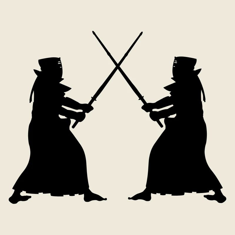Kendo deux Kendoka en mode combat figures d’ombre