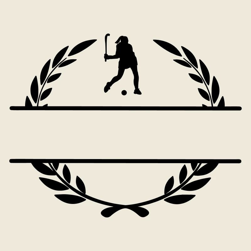 Fille de hockey en monogramme de couronne de laurier