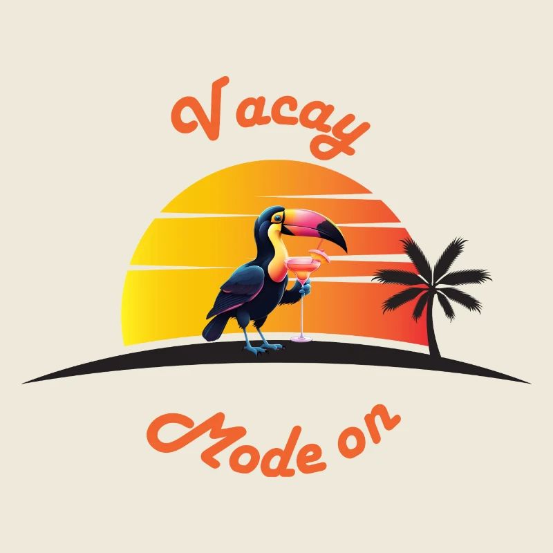 Toucan au coucher du soleil avec une boisson
