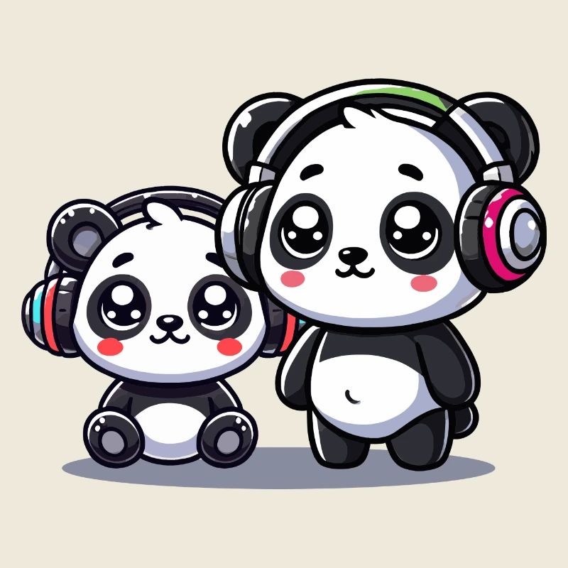 niedliches Panda Kopfhörer Motiv