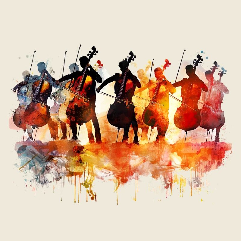 Orchestre de violoncelle abstrait à l’aquarelle