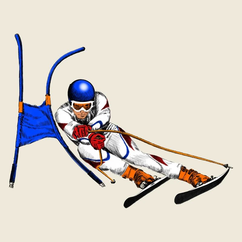 Alpine Skier im Torbogenflug