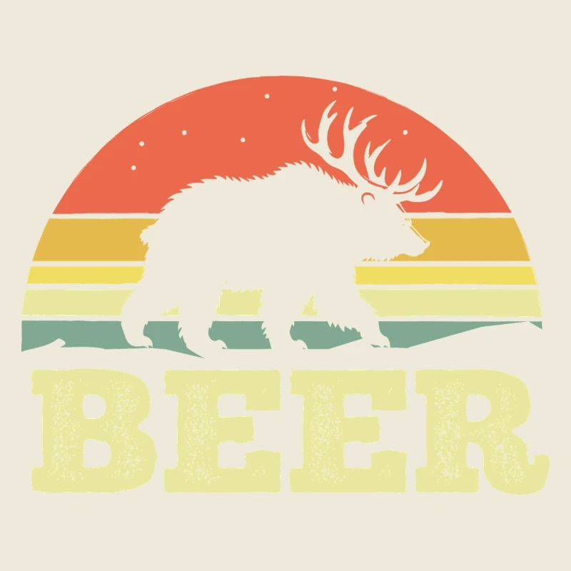 Ours Silhouette Bière Sunset Retro