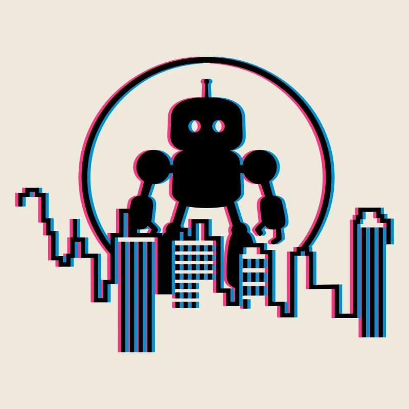Robot City Skyline – 3D Sci-Fi Future Design