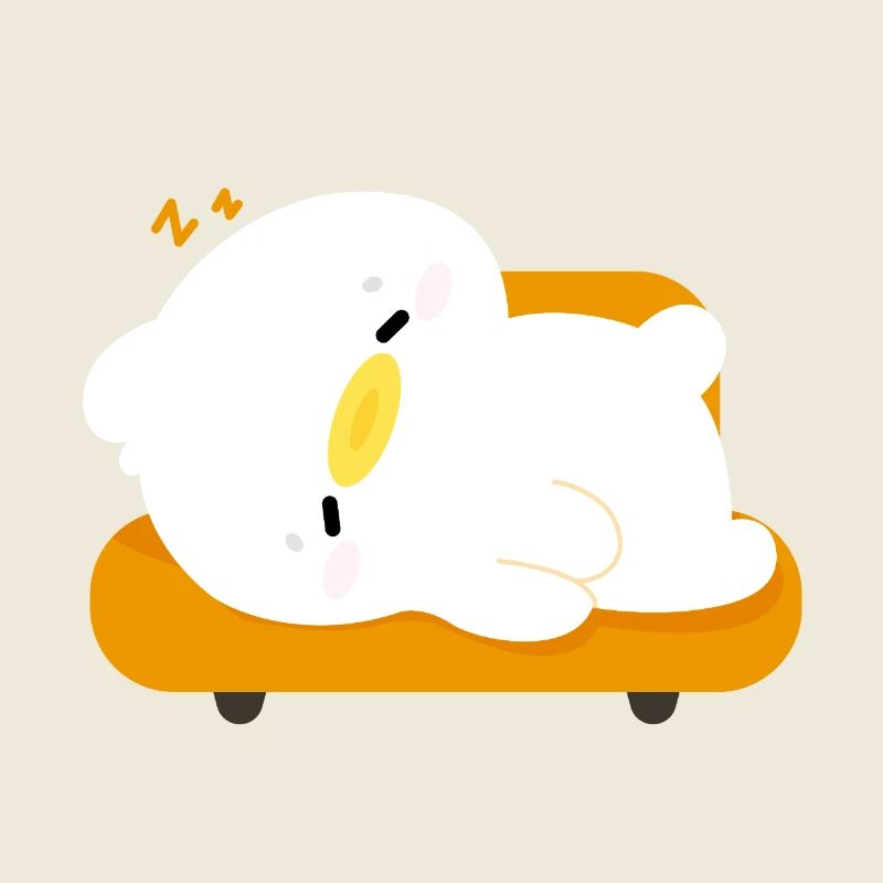 Sleepy Duck on Orange Cushion