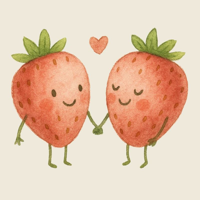 Kuschelige Erdbeeren Liebe Herz Pärchen Paar 