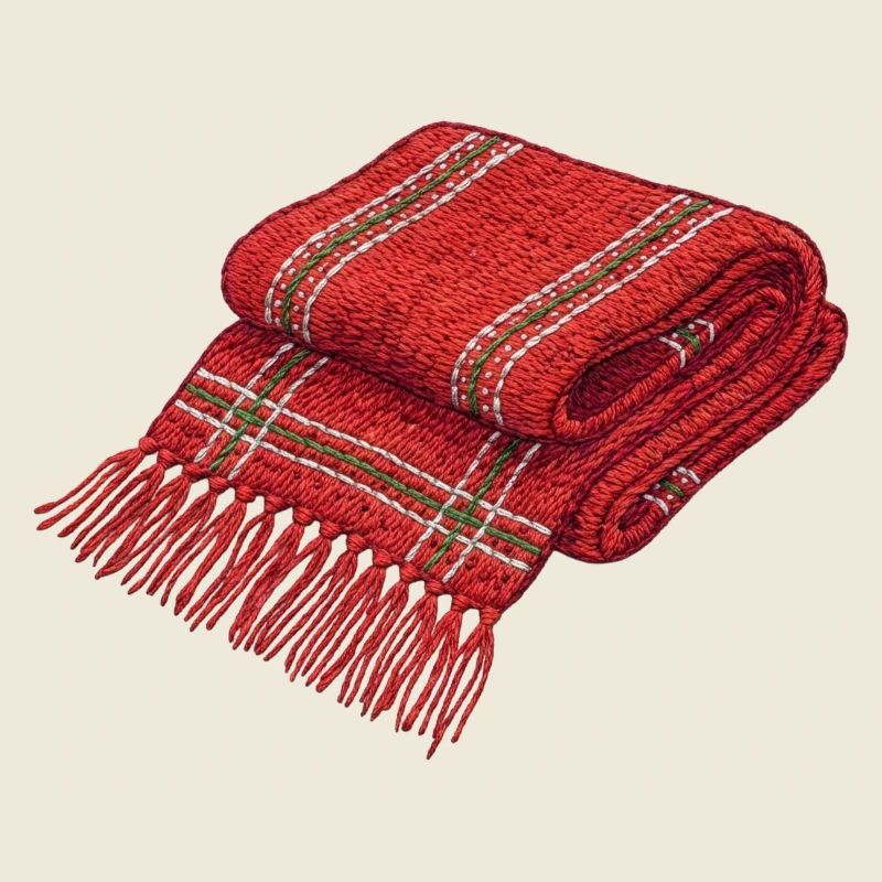 Christmas scarf in embroidered look (printed)