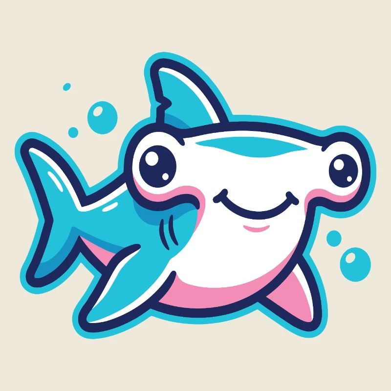 Cute Hammerhead Shark Cartoon Motif