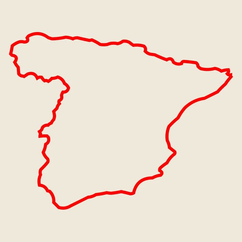 Spanien Kontur in Leuchtendem Rot