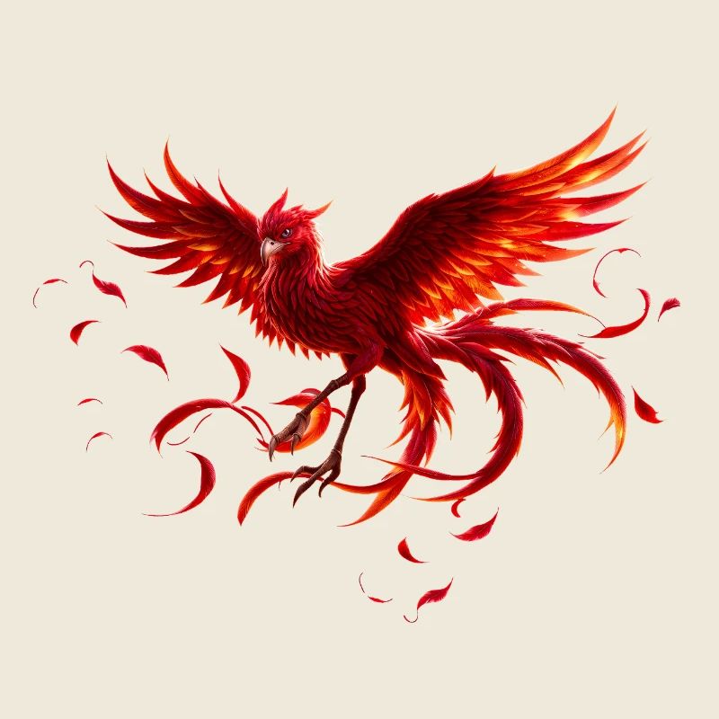 Phénix écarlate en vol