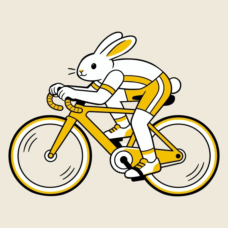 Hase auf einem Rennrad