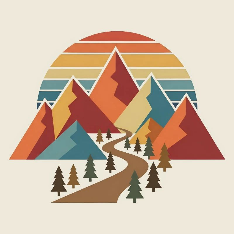 Retro-Wander-Bergabenteuer-Design