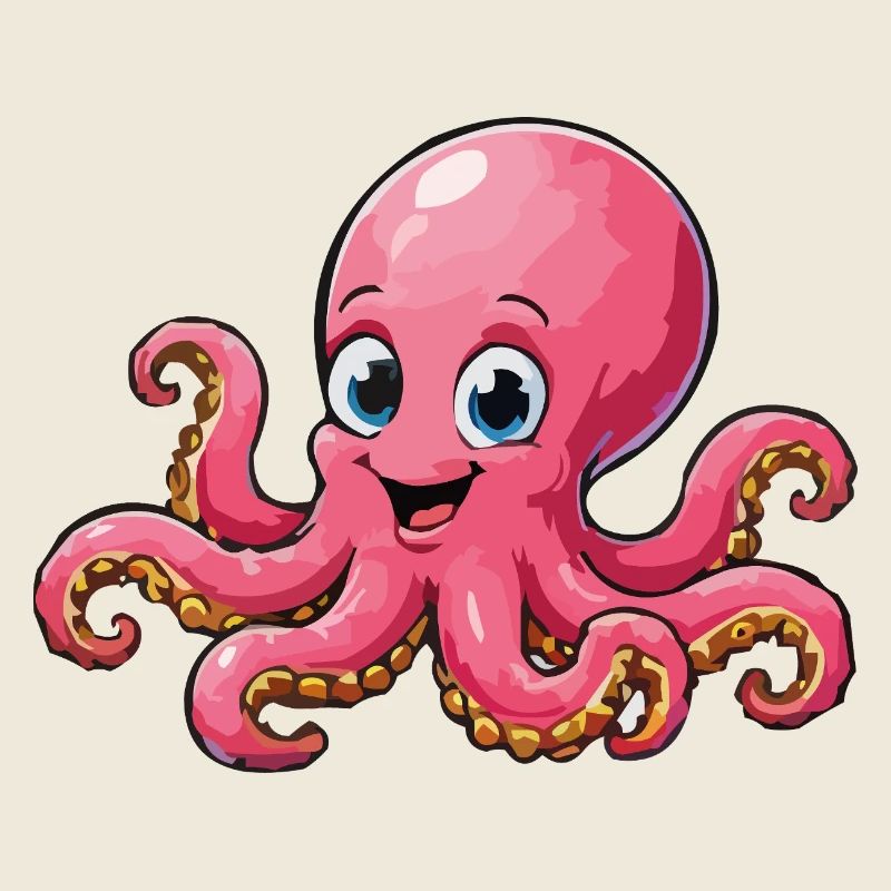 Cuddly Pink Octopus Cartoon
