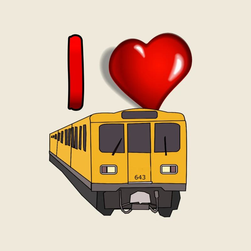 I Love Trains: Yellow Subway Heart Design