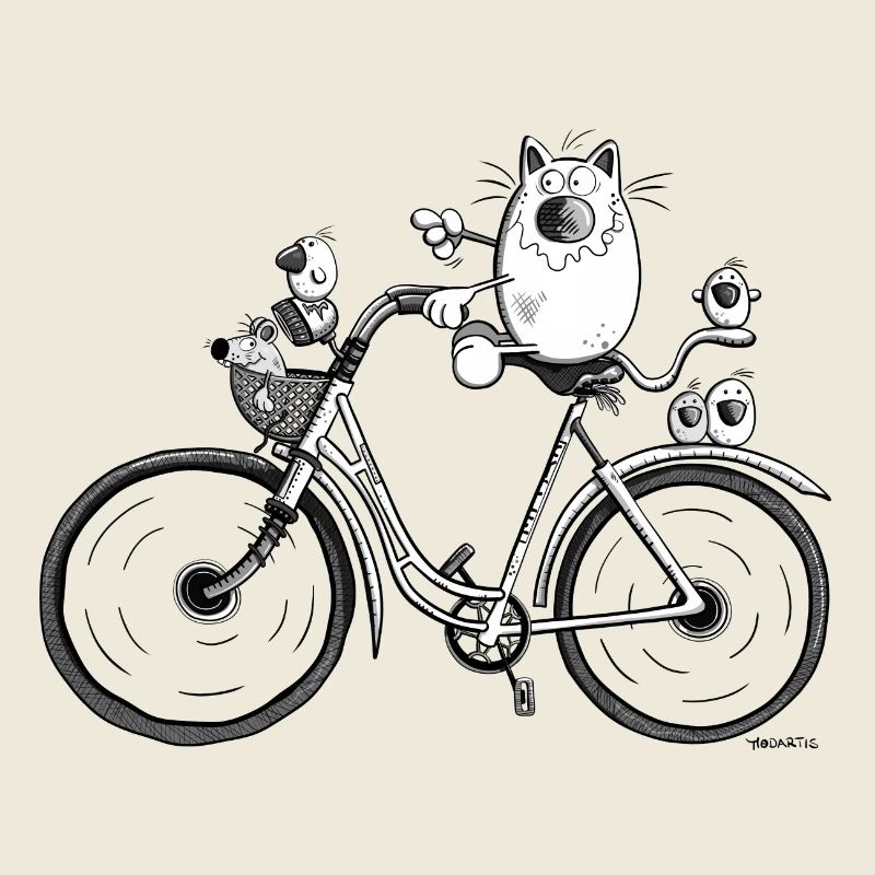 Katze auf Radtour